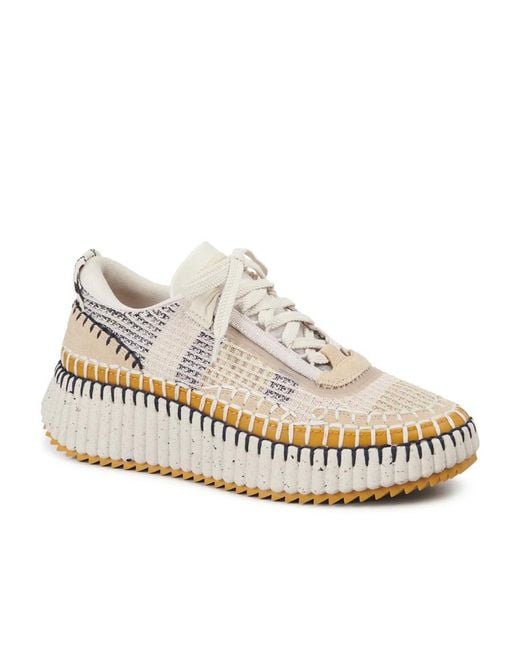 Chloé Natural Chloé Nama Lace-Up Sneakers