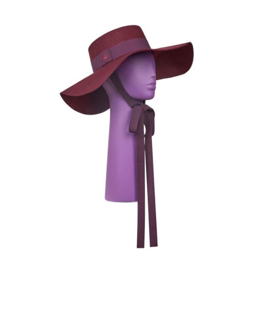 Etro Purple Wool Hat With Embroidered Pegaso Logo