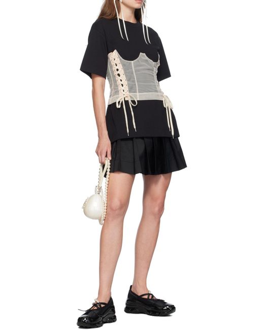 Simone Rocha Black Elasticated-Waist Pleated Mini Skirt