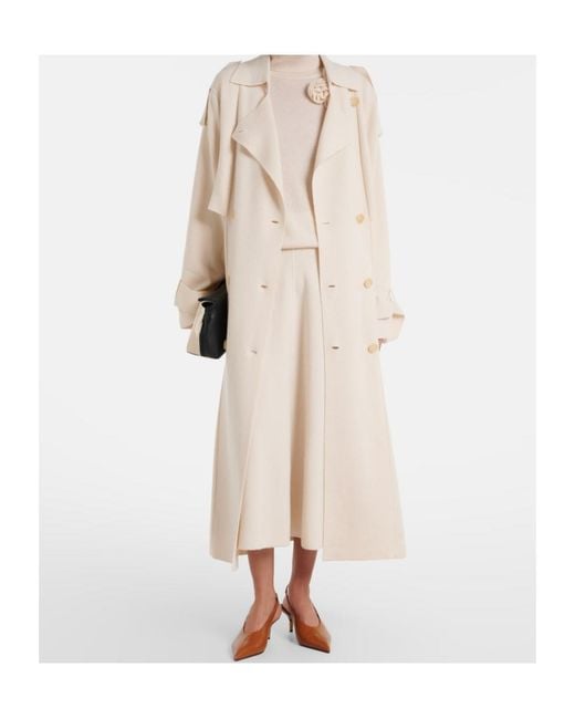 Jardin Des Orangers White Wool And Cashmere Midi Skirt