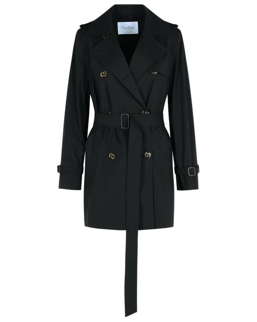Max Mara Black 'Landa' Cotton Trench Coat