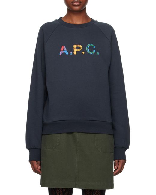 A.P.C. Blue Logo Patch Crewneck Sweatshirt