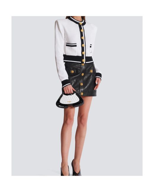 Balmain White Signature Button-Detail Cardigan