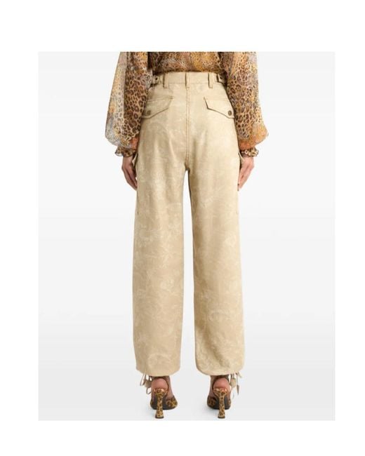 Etro Natural Floral Jacquard Straight-Leg Jeans