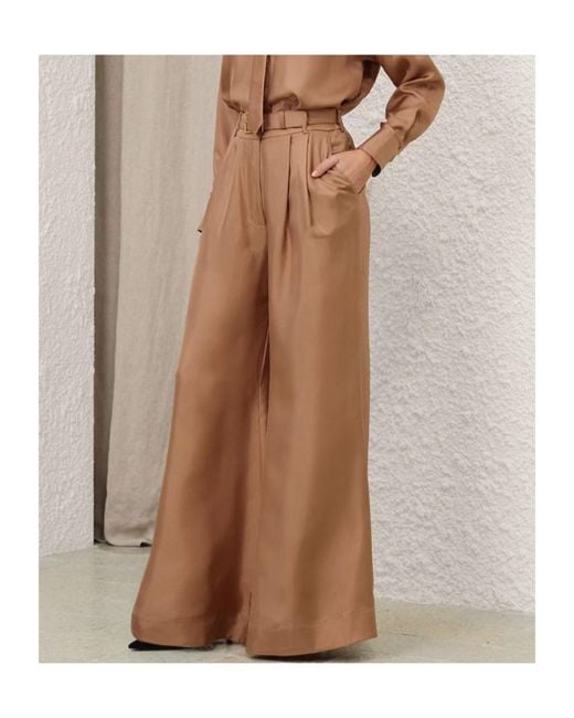 Zimmermann Brown Pleated Belted Trousers