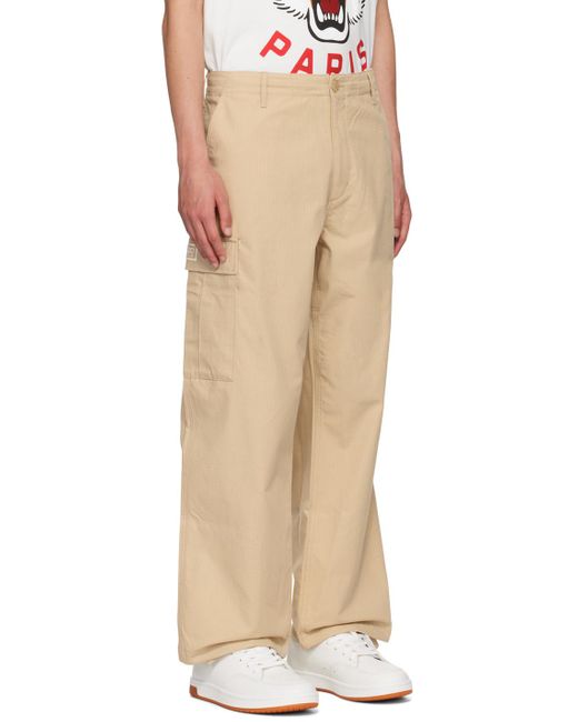 KENZO Natural Cargo Workwear Pants for men