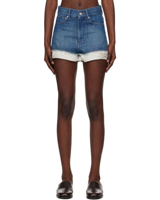 A.P.C. Blue Layered Mid-Rise Denim Shorts