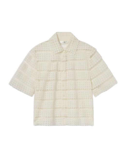 FRAME White The Lattice Crochet Blouse