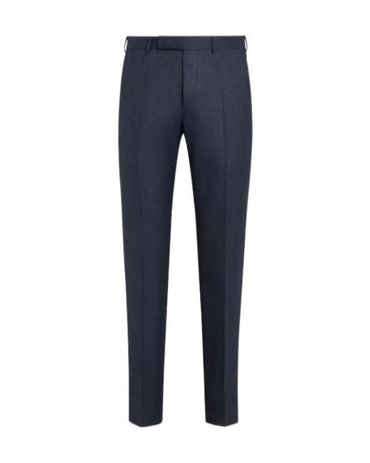 Zegna Blue Belt-Loop Casual Pants for men