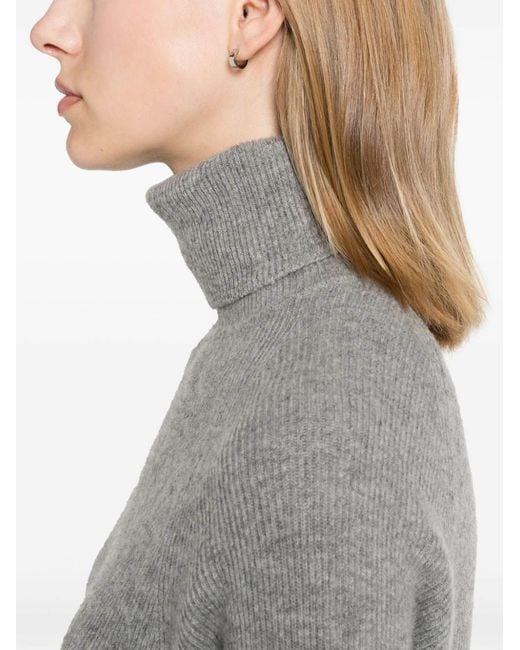 Golden Goose Deluxe Brand Gray High-Neck Ribbed-Knit Dress