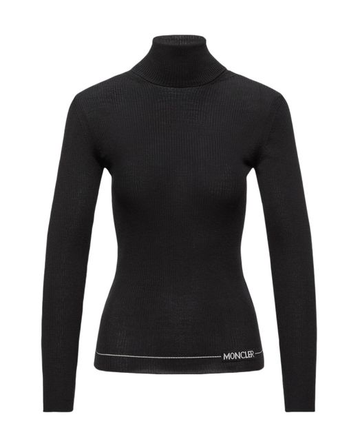 Moncler Black Logo Wool Turtleneck Sweater