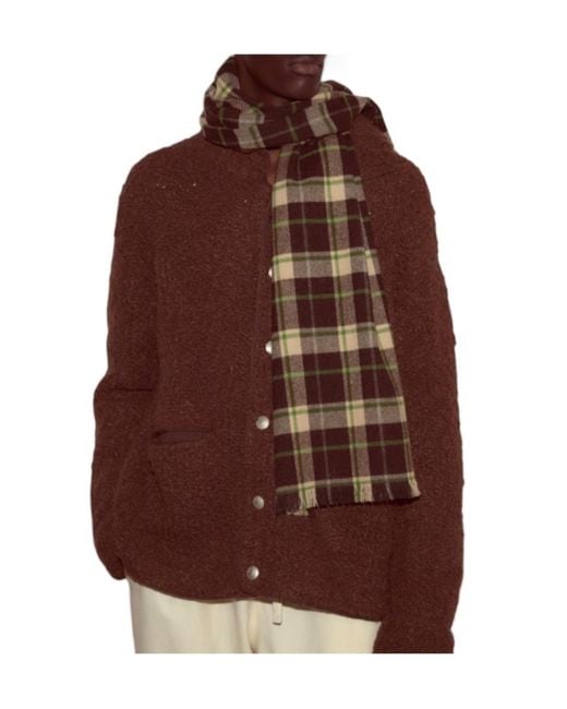 Bode Brown Woodcrest Plaid Wool Scarf