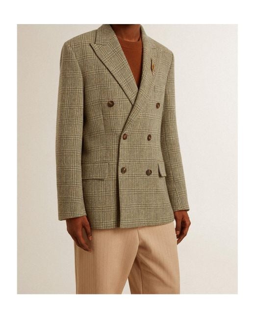 Golden Goose Deluxe Brand Natural Double-Breasted Wool Suit for men