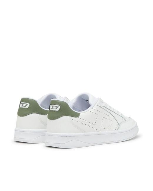 DIESEL White S-Dakota-Leather Sneakers With Perforated Logo for men