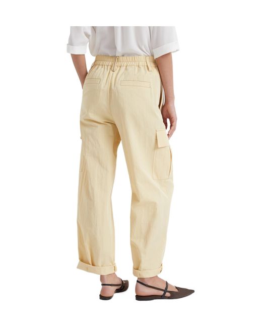 Brunello Cucinelli Natural Drawstring Wide-Leg Cargo Trousers