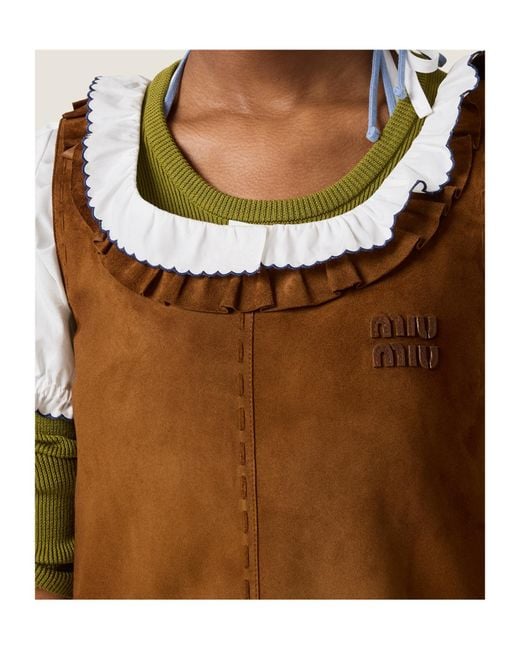 Miu Miu Brown Waxed Suede Dress
