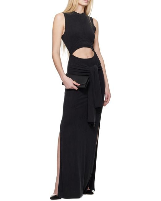 Balmain Black Cut Out Detailed Ribbed Maxi Dress