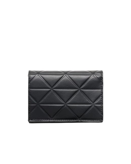 Prada Black Small Leather Wallet With Triangle Motif