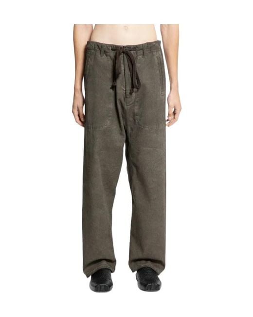 Uma Wang Gray Dyed Drawstring Trousers for men