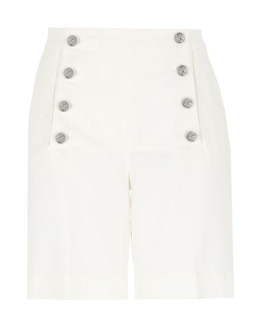 Etro White High Waist Button Detailed Shorts