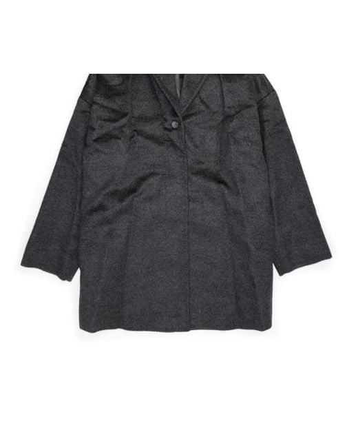 Max Mara Black Woolly Collar Hooded Coat