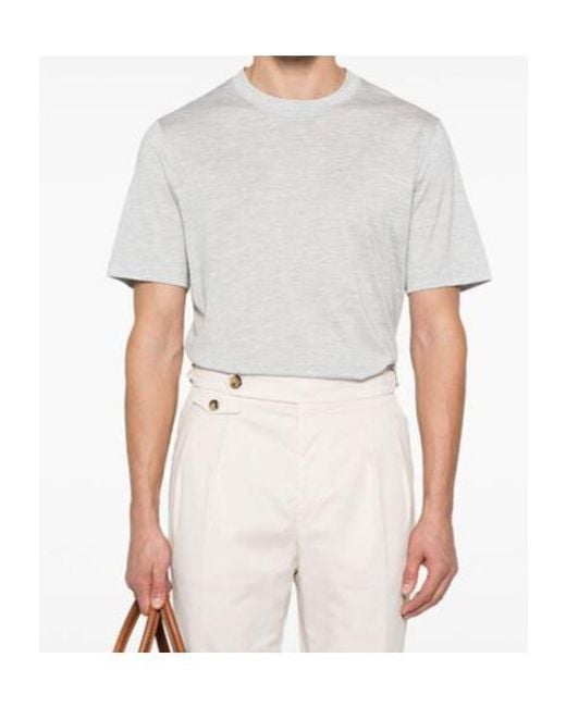 Brunello Cucinelli White Short-Sleeve Crewneck T-Shirt for men