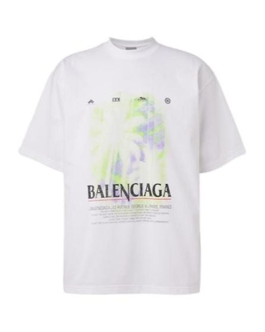 Balenciaga White Printed Cotton Jersey T-Shirt for men