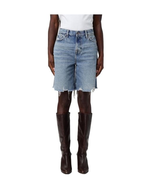 7 For All Mankind Blue Lola Distressed Shorts