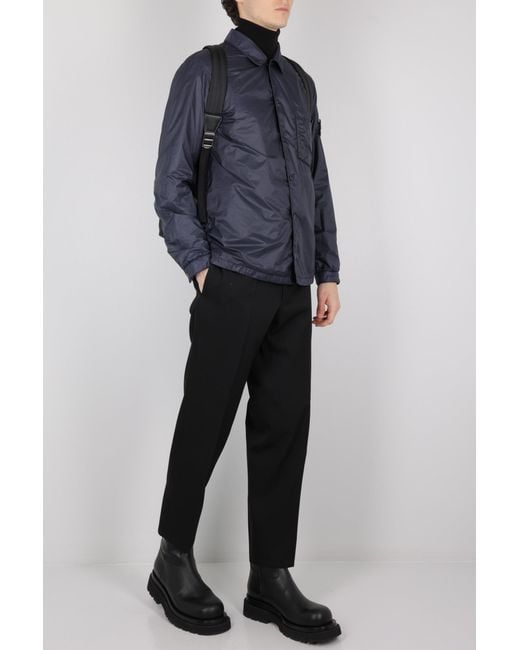 Stone Island Blue Compass-Patch Padded Jacket for men