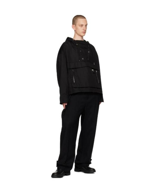 Wooyoungmi Black Hooded Long-Sleeved Casual Jacket for men