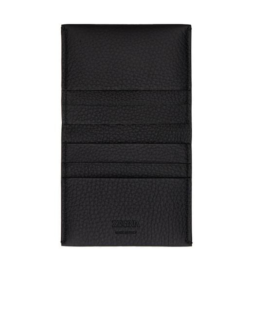 Zegna Black Leather Cardholder for men