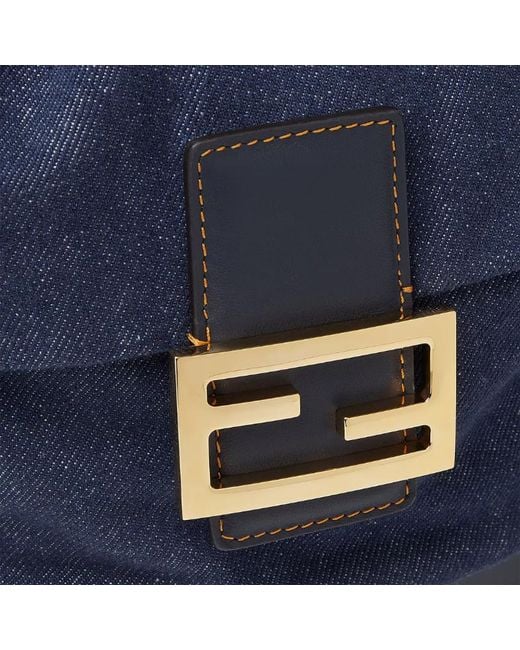 Fendi Blue Ff Buckle Denim Backpack