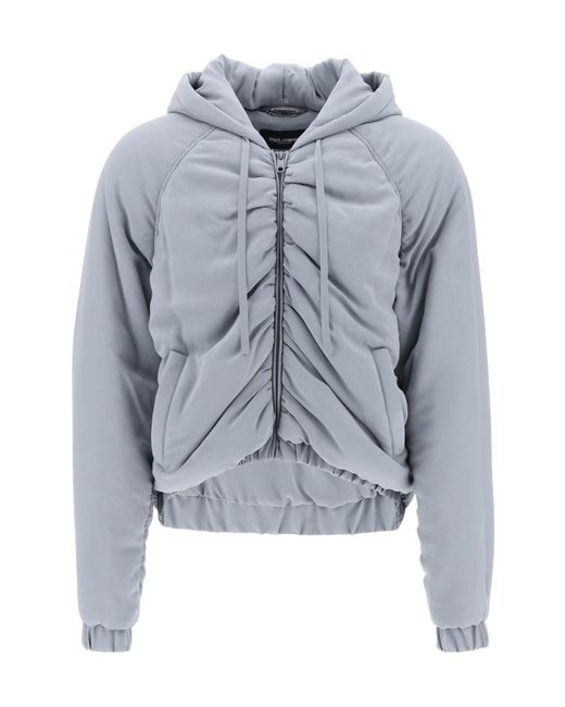 Dolce & Gabbana Blue Drawstring Hooded Jacket for men