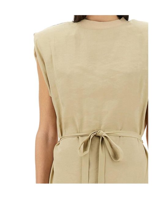 Alysi Natural Belted Sleeveless Maxi Dress