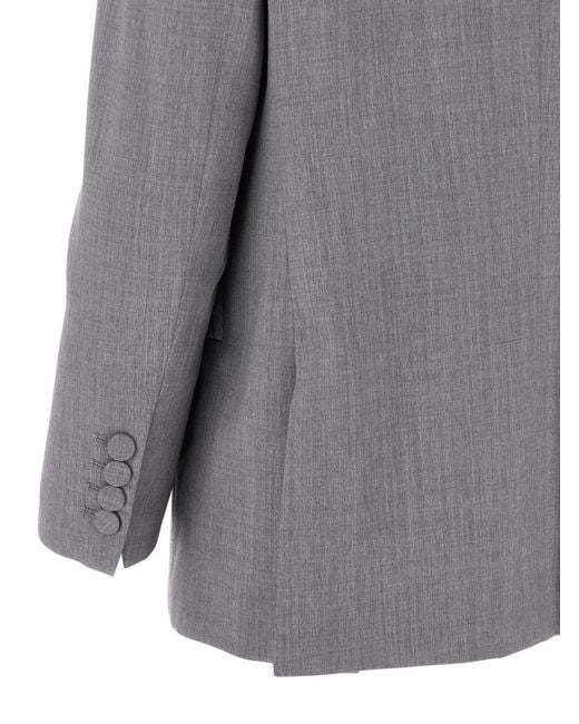 Blazé Milano Gray Double-Breasted Curved-Pocket Blazer