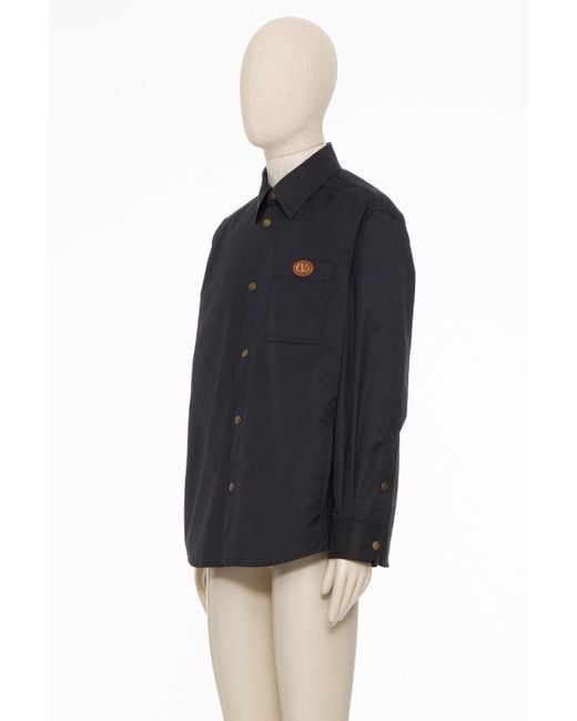Valentino Blue Vlogo Signature Button-Up Shirt Jacket for men