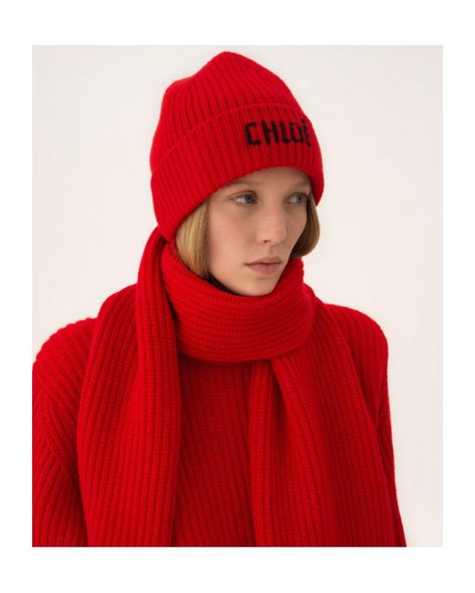 Chloé Red Chloé Joyful Beanie