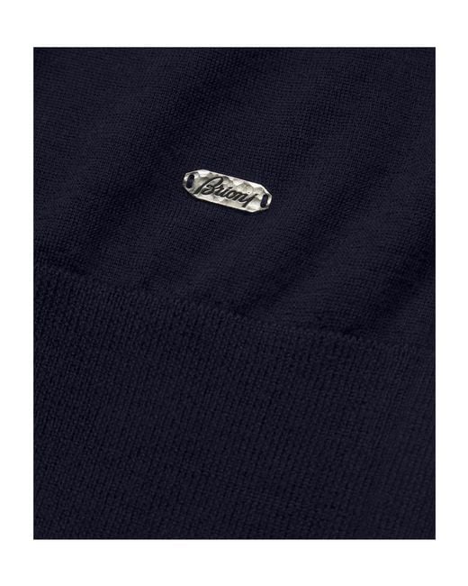Brioni Blue Essential Midnight Cashmere And Silk Turtleneck Sweater for men