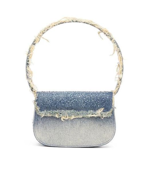 DIESEL Blue 1Dr Logo Plaque Denim Shoulder Bag