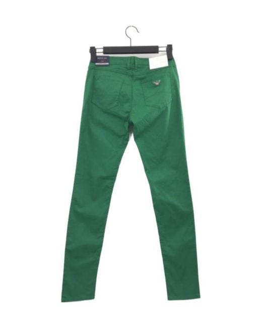 Armani Jeans Green Logo Zipper Jeans Pants