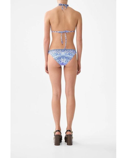 Camilla Blue Ball Trim Triangle Bikini Set