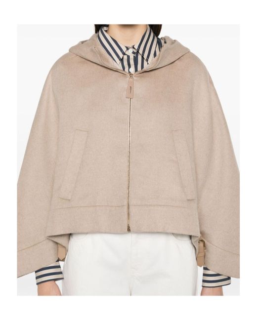 Max Mara Natural Zip-Up Hooded Jacket