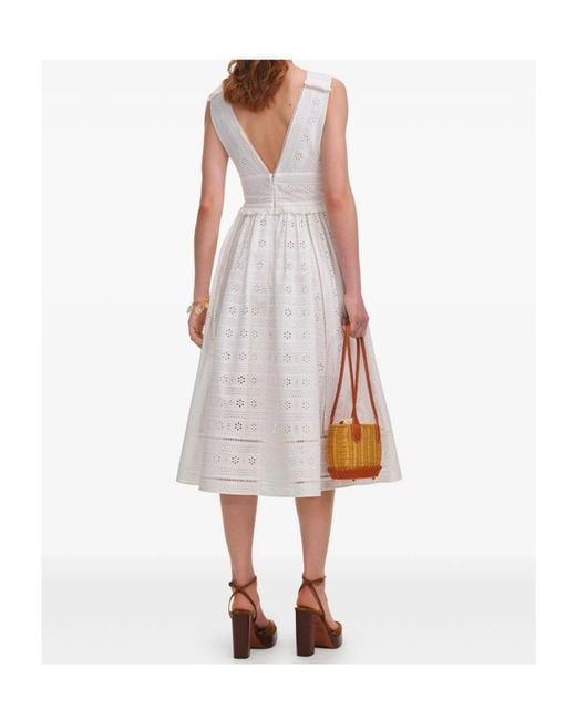 Self-Portrait White Broderie Midi Dress