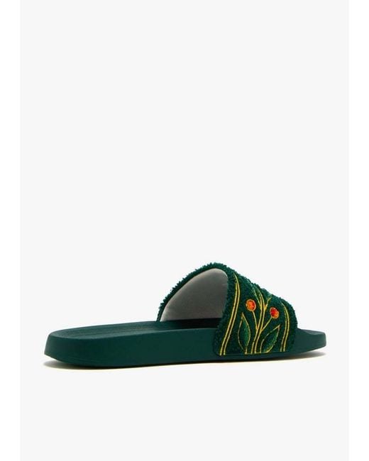 Casablanca Green Logo Detailed Terry Slides for men