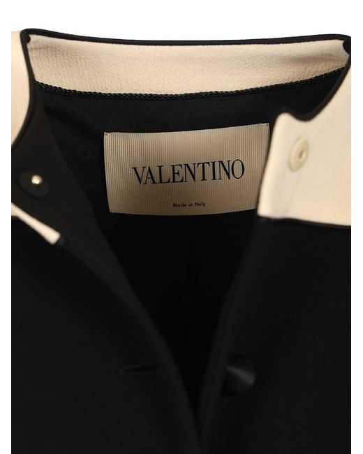 Valentino Black Button-Up Crewneck Jacket
