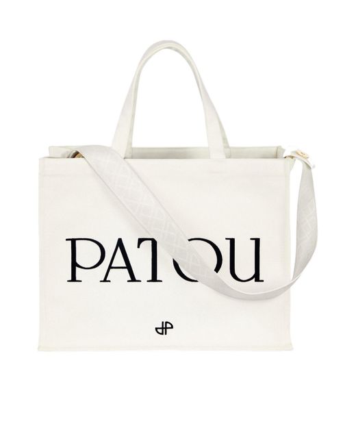 Patou White Logo-Printed Top Handle Bag
