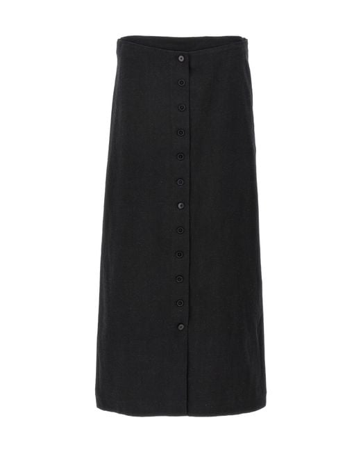 Loulou de Saison Black Atri Buttoned Midi Skirt