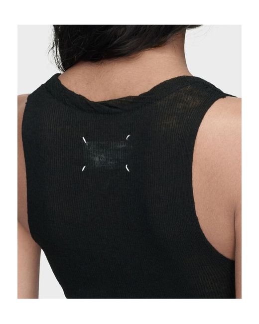 Maison Margiela Black Twisted Knit Tank Top