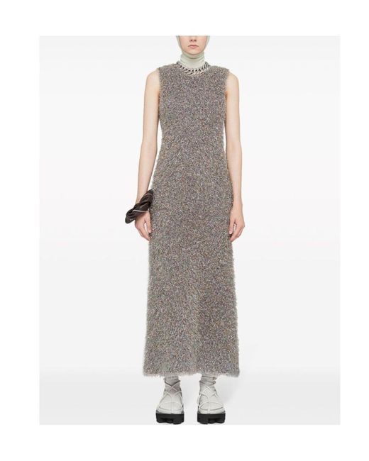 Jil Sander Gray Glitter-Embellished Sleeveless Dress