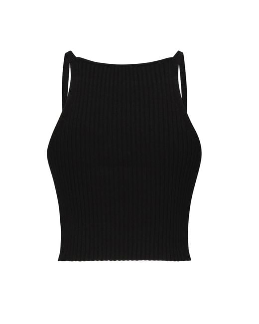 Courreges Black Ribbed Knit Top